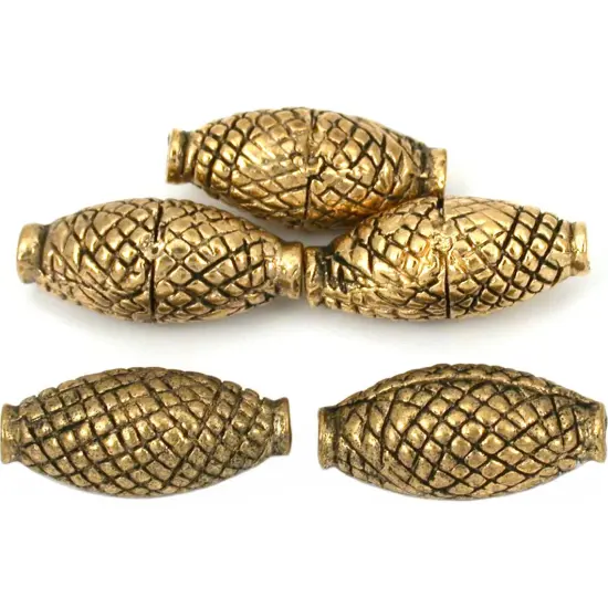 Oval Tube Beads Antique Gold Plated 18.5mm Approx 5 {1}