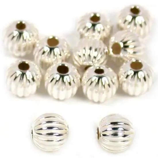 12 Corrugated Beads Sterling Silver Beading Jewelry 4mm {1}