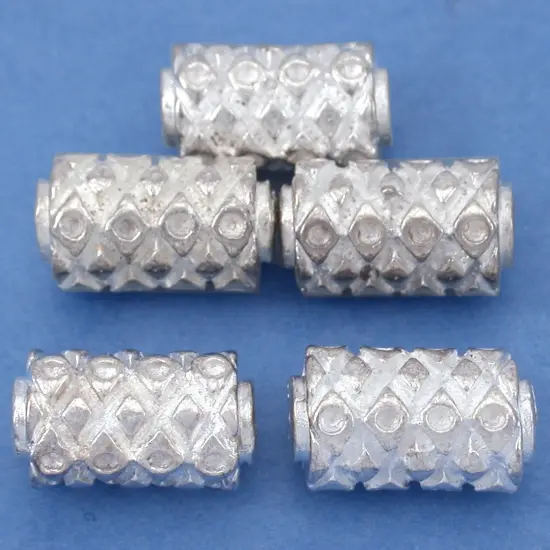 17g Bali Square Tube Beads Silver Plt 14mm Approx 5 {1}