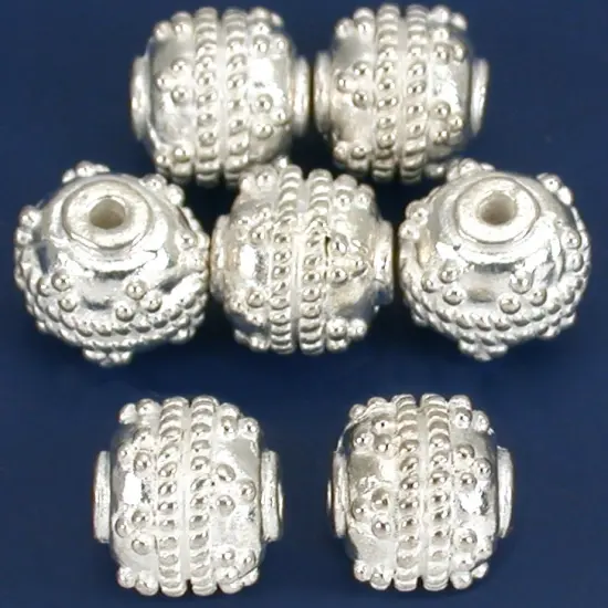 Bali Dot Rope Round Beads Silver Plated 8.5mm Approx 6 {1}