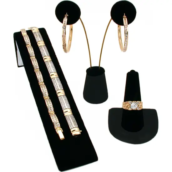 Black Velvet Bracelet Earring Jewelry Displays 3 Pc Set {1}