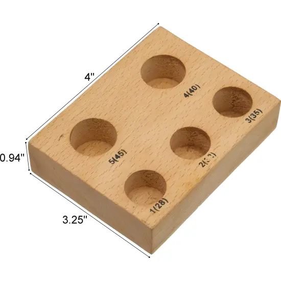 Large 5 Piece Dapping Punch Set Doming Forming Range 28mm-45mm + Wood Block Base {6}