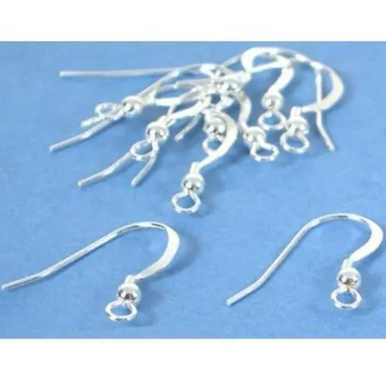 10 Fish Hook Earrings Sterling Silver Earwires with Ball 21 Gauge {1}