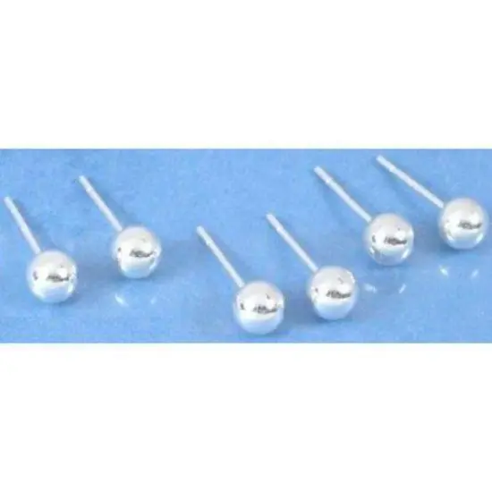 6 Sterling Silver Ball Stud Earrings 5mm {1}