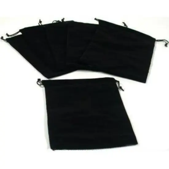 6 Jewelry Travel Gift Bags Pouches Black Velvet Drawstring 5" {1}