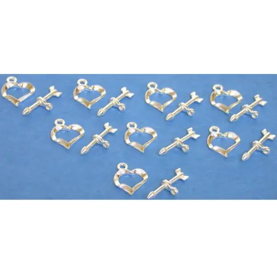 8 Heart Toggle Clasps Sterling Silver Parts {1}