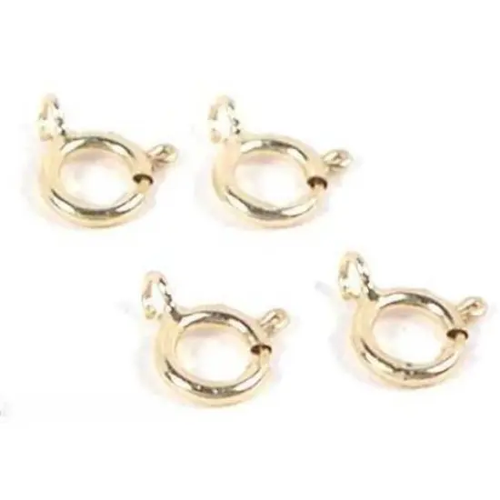4 14K Yellow Gold Spring Ring Clasps Necklace Parts {1}