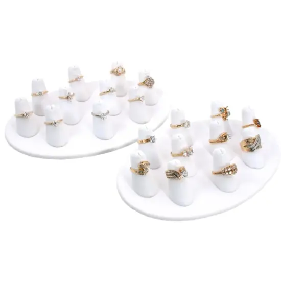 2-10 White Leather Finger Ring Display Jewelry Showcase {1}