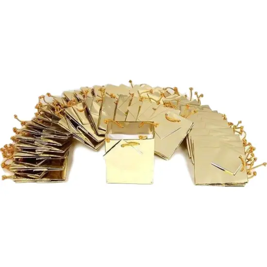 40 Gold Tote Bags Metallic Shopping Gift Display 3.5" {1}