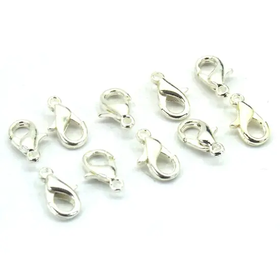 10 Silver Plated Beautiful Curved Lobster Clasps 10mm {1}