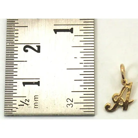 14k Yellow Letter "A"Charm with 18" Gold Cable Chain & Gift box {4}