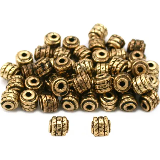 Barrel Bali Beads Antique Gold Plated 4.5mm Approx 50 {1}