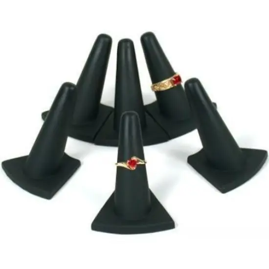 6 Ring Finger Stand Black Rubber Showcase Display Unit {1}