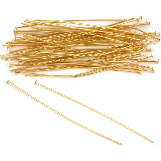 50 Gold Plated Head Pins Jewelry 21 Gauge 2 Inches New {1}