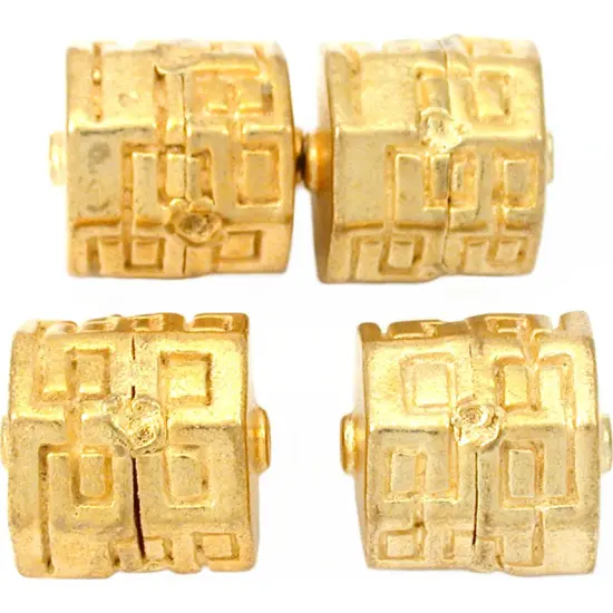 4 Octagon Barrel Bali Beads Gold Plt 13.5mm {1}