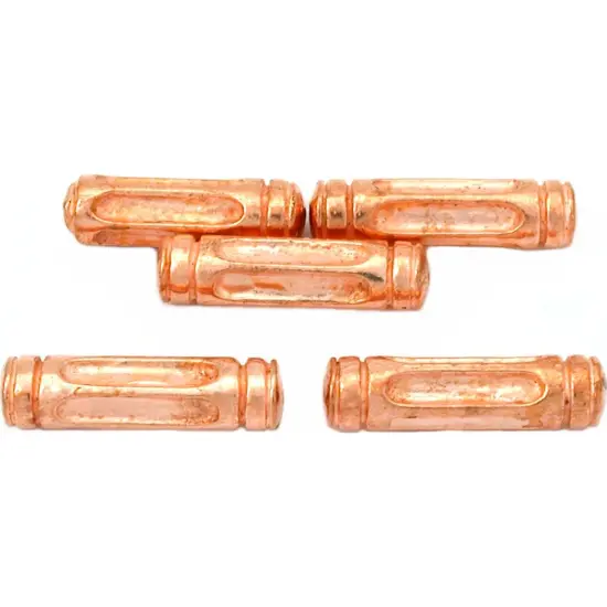 17g Bali Tube Beads Copper Plt Round 23mm Approx 5 {1}