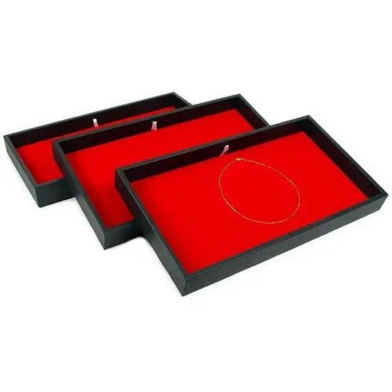 3 Velvet Chain Jewelry Pad Showcase Display Tray {1}