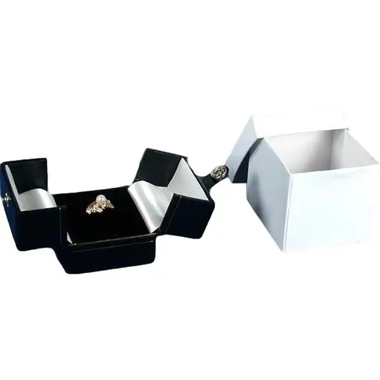 12 Large Black & White Ring Gift Boxes Snap Lid Displays {2}