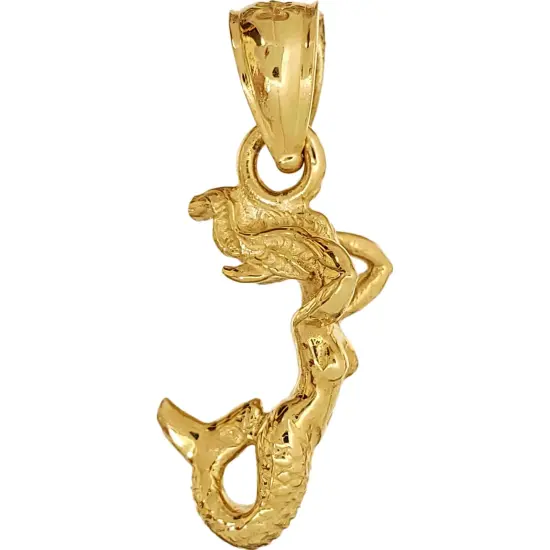 14K Gold Mermaid Charm Nautical 15mm {2}