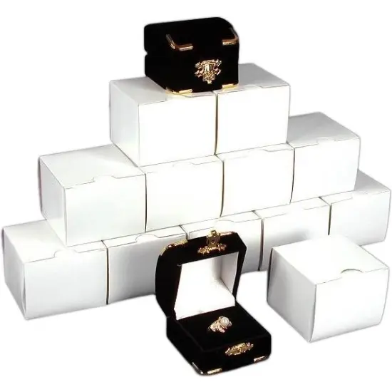 12 Black Flocked Ring Gift Boxes Jewelry Case Displays {1}