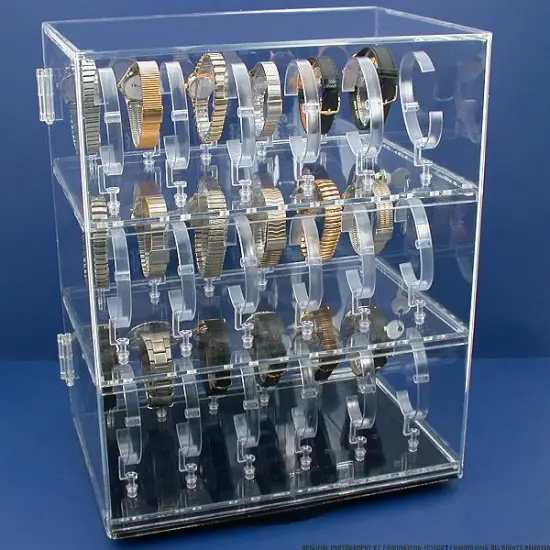 Rotating Revolving Watch Display Case Counter 4 Shows 15 1/4" New {2}