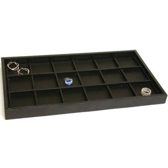 Black Leather Pocket Watch Display Jewelry Travel Tray {1}