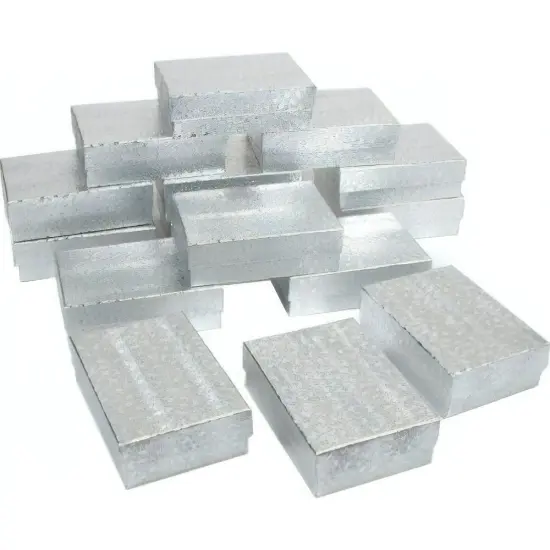 15 Silver Cotton Jewelry Gift Boxes Pocket Watch Displays 3.25" {1}