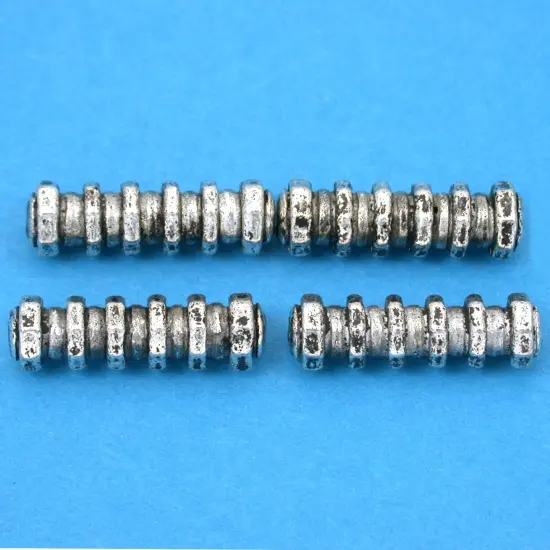 15g Bali Octagon Tube Bead Antique Silver Plated 23mm {1}