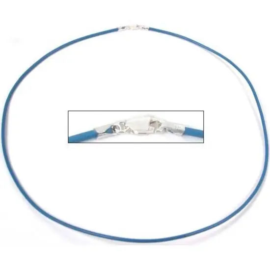 Leather Cord Necklace Light Blue 18" {1}