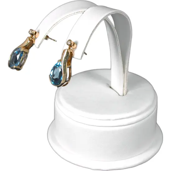 White Leather Earring Display Showcase Counter Stand {2}