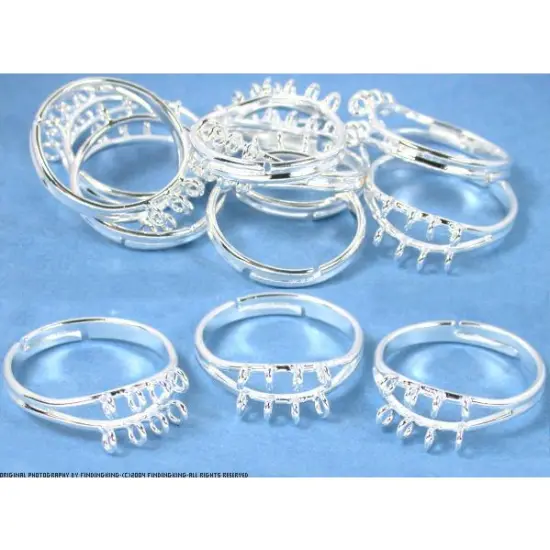 12 Silver Finger Ring Jewelry Findings Charm Beading {1}