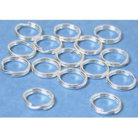 15 Sterling Silver Split Rings Charm Bead Parts 7.5mm {1}