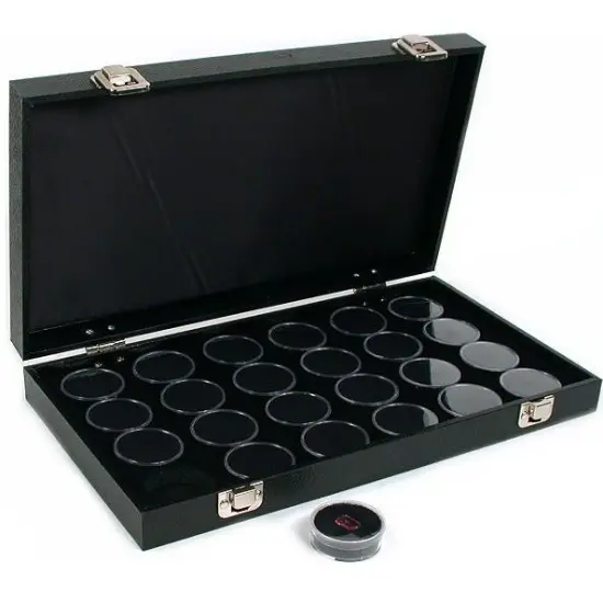 24 Gem Jars Display Tray Gemstone Travel Case {1}