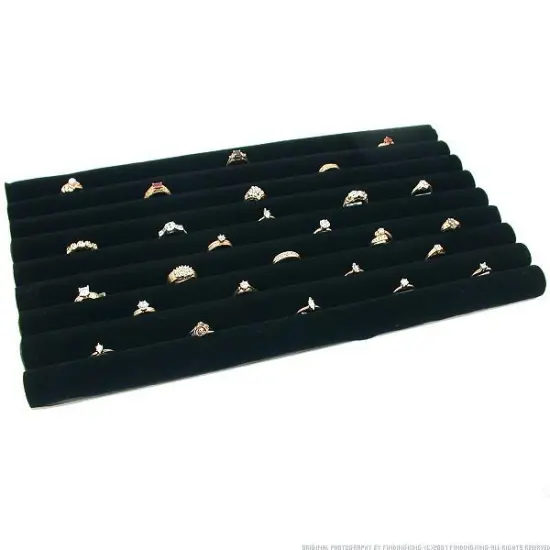 Glass Top Ring Display Case Black Box Tray Showcase XL {4}