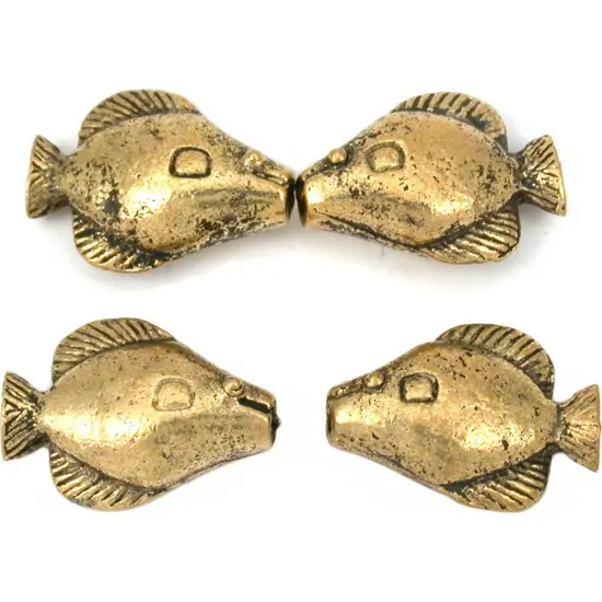 Fish Beads Antique Gold Plated Spacer 19mm Approx 4 {1}