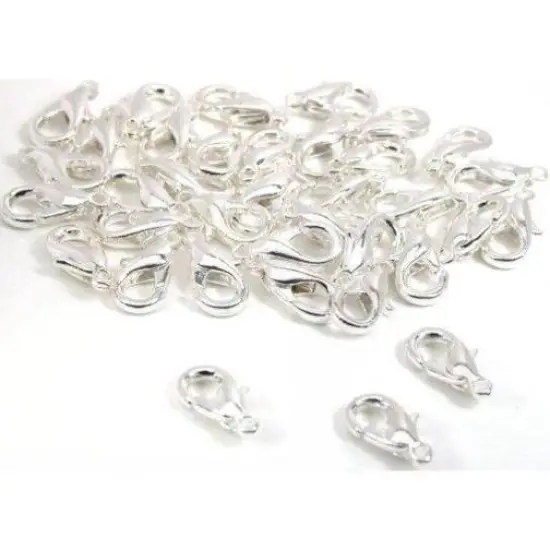 36 Silver Plated Lobster Claw Clasps Jewelry Findings {1}