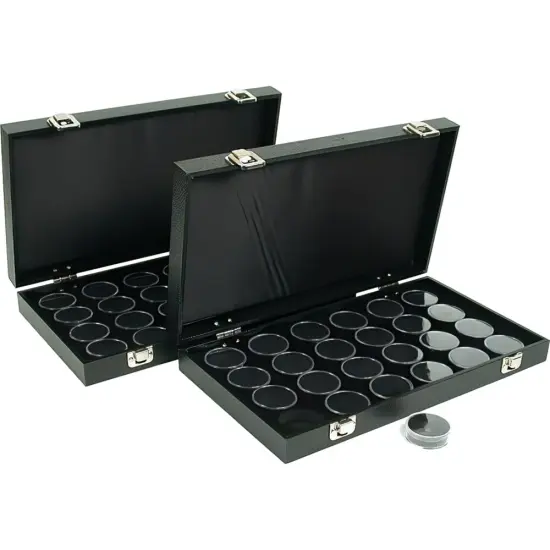2 24 Black Gem Jars Display & Travel Case {1}