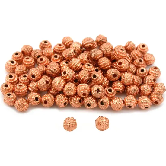 Round Bali Beads Copper Plated Beading 5mm Approx 100 {1}