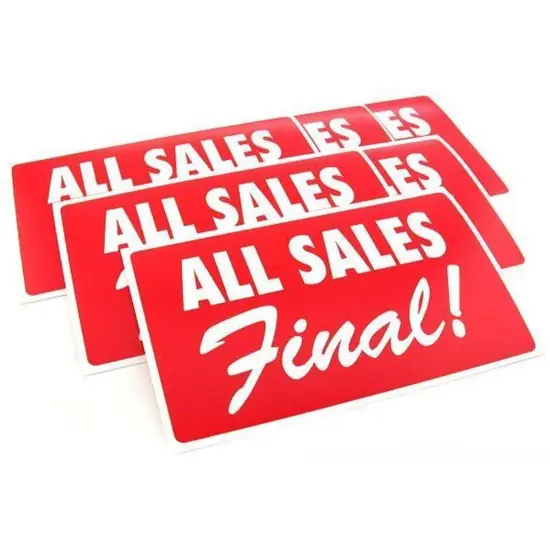 6 All Sales Final Display Sign Showcase Window Message {1}