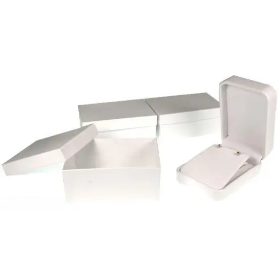 Pendant Earring Gift Box White Leather Showcase Display {1}