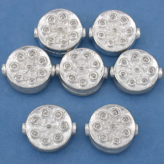 16g Fluted Round Disc Bali Bead Silver Plt 12.5mm App 7 {1}