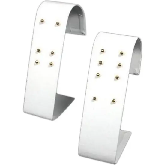 2 Earring Display White Leather Hoop Stud Showcase {1}