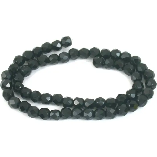 Round Faceted Fire Polished Chinese Crystal Beads Black 6mm 2 Strands {2}