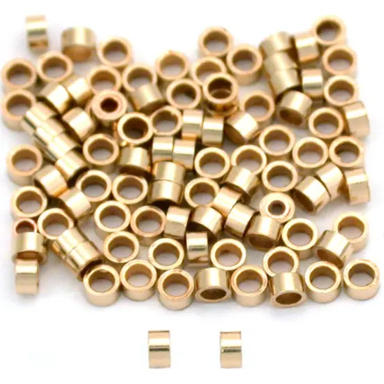 100 14K Gold Filled Crimp Tube Beads Micro Parts 2x1mm {1}