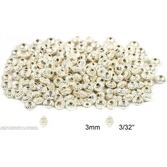 200 Corrugated Saucer Beads Silver Jewelry Beading Part {1}