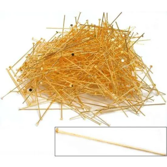 500 Gold Plated Hat Head Pins Jewelry Beading 2" 21 Ga. {1}