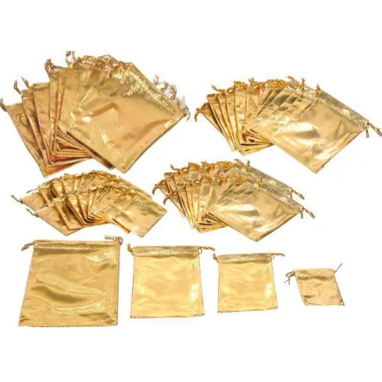 72 Gold Pouch Jewelry Gift Bags 4 Sizes {1}