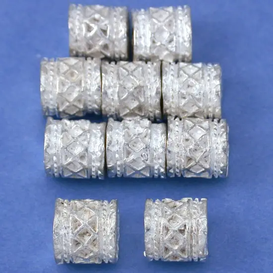 16g Bali Barrel Beads Silver Plated Tube 7mm Approx 10 {1}