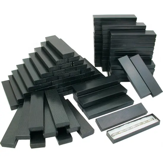 100 Black Stripe Cotton Filled Jewelry Gift Box 8 1/8" {1}