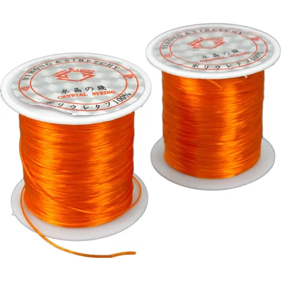 2 65Ft Orange Stretch Elastic Beading Cord 0.5mm 20M {1}